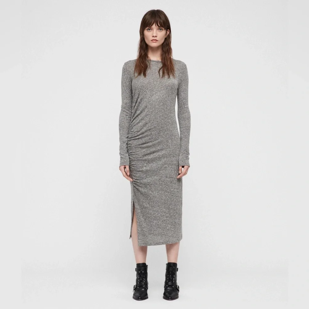 All saints Tina dress gray midi size medium - Picture 1 of 11